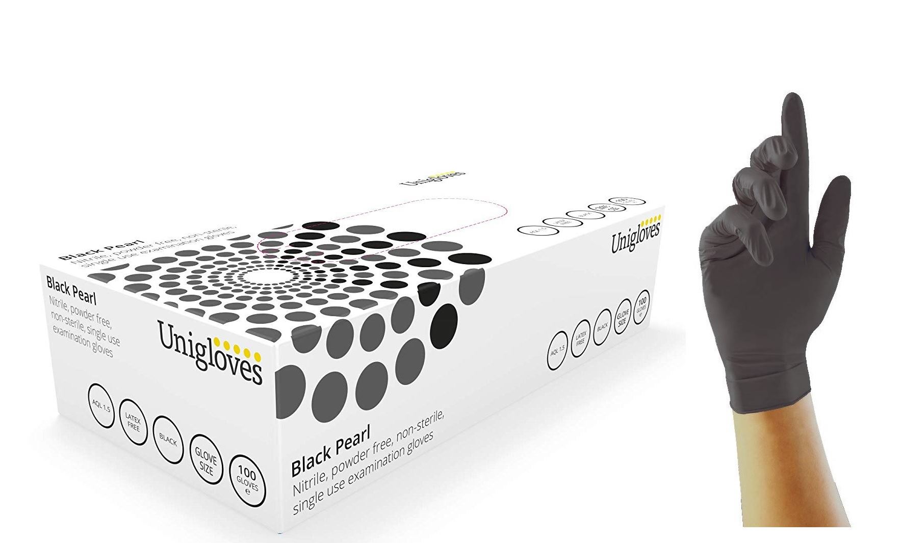 BLACK NITRILE DISPOSABLE Gloves Powder Latex Free Tattoo Valeting Car