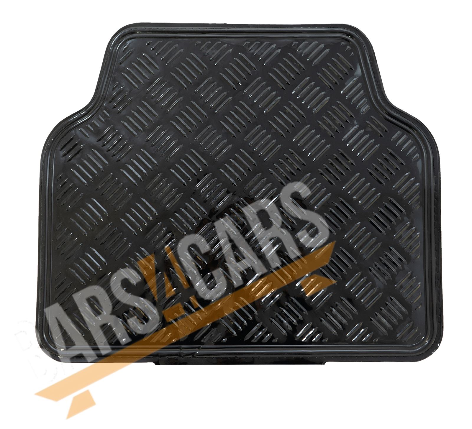 Black Checker Style Shiny Car Rubber Floor Mats Set fits Citroen C1 C2