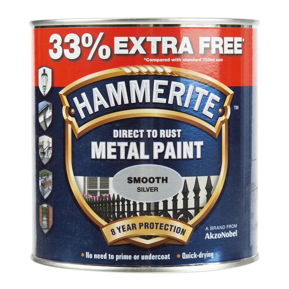 Hammerite Hammered & Smooth Direct To Rust Metal Paint 1 Litre (750ml