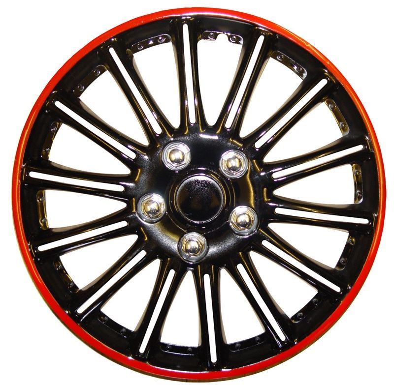 Set of 4 14" Black/Red Wheel Trims / Hub Caps fits Toyota Aygo