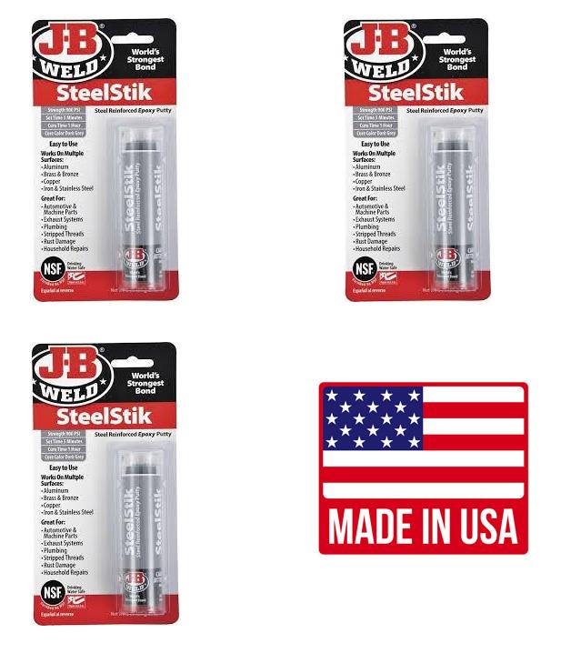 3 x JB Weld Steel Stick Metal Repair Reinforced Epoxy Putty Adhesive