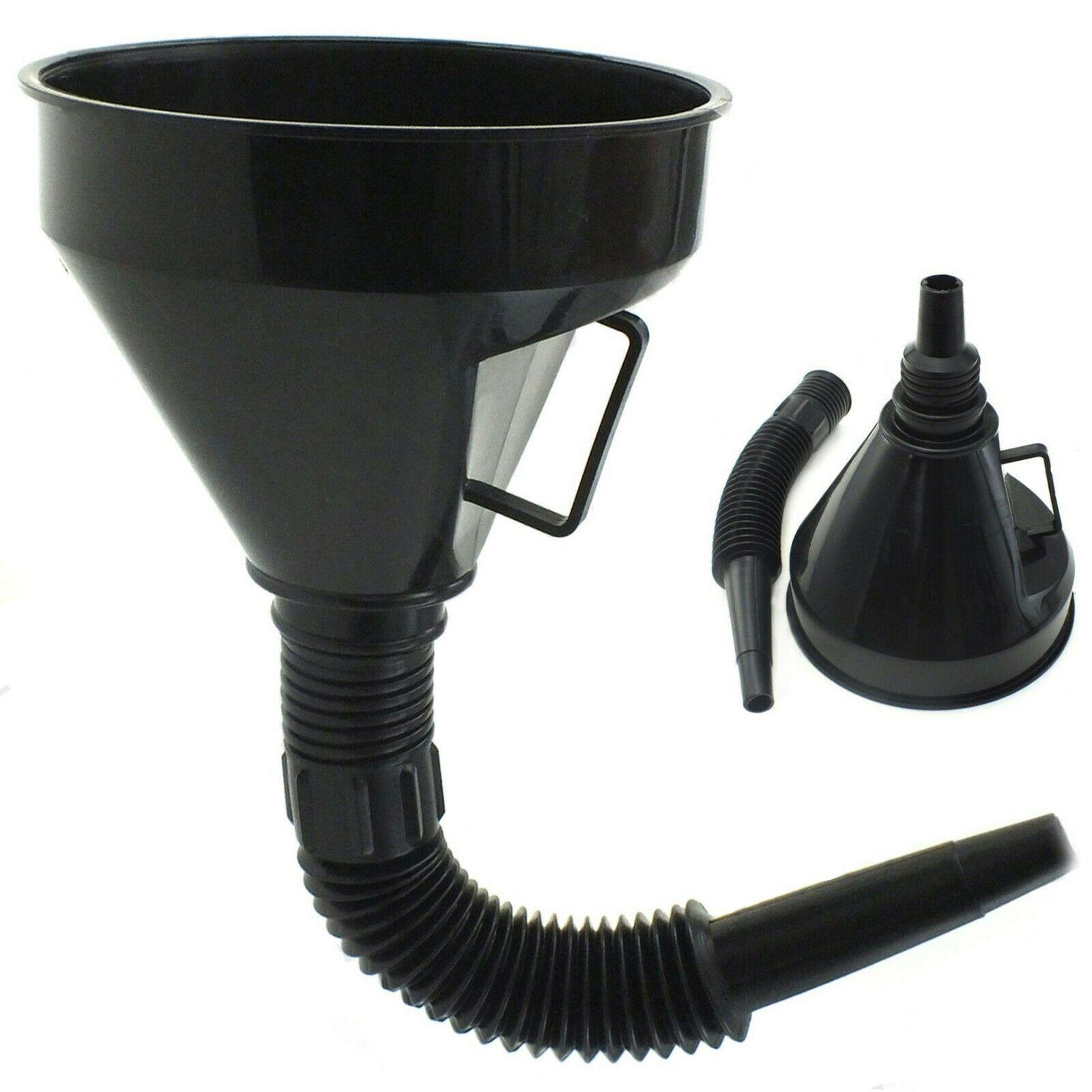 2x Large Flexible Spout Car Funnel Petrol Diesel Screen