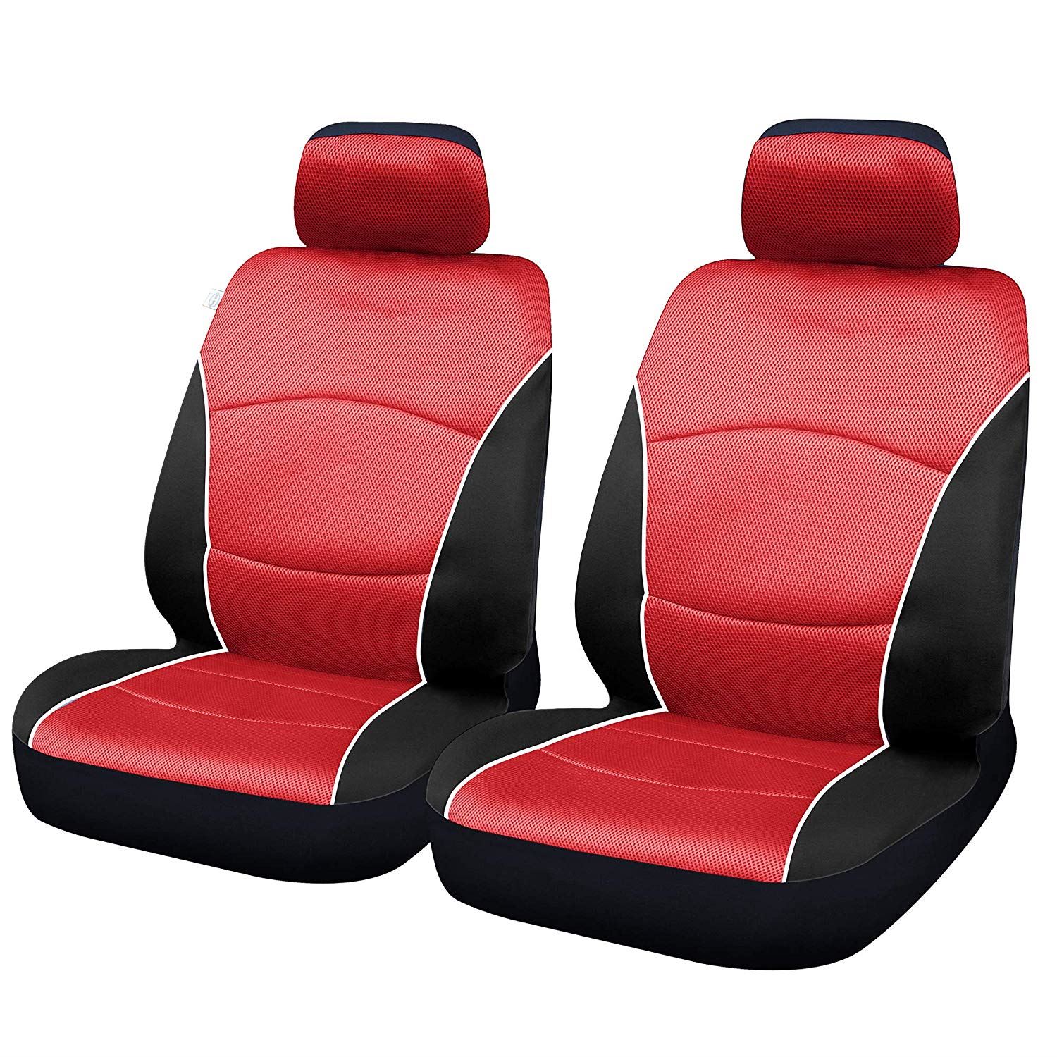 Red Black Modern Look Pair Front Pair Car Seat Covers for Hyundai I10