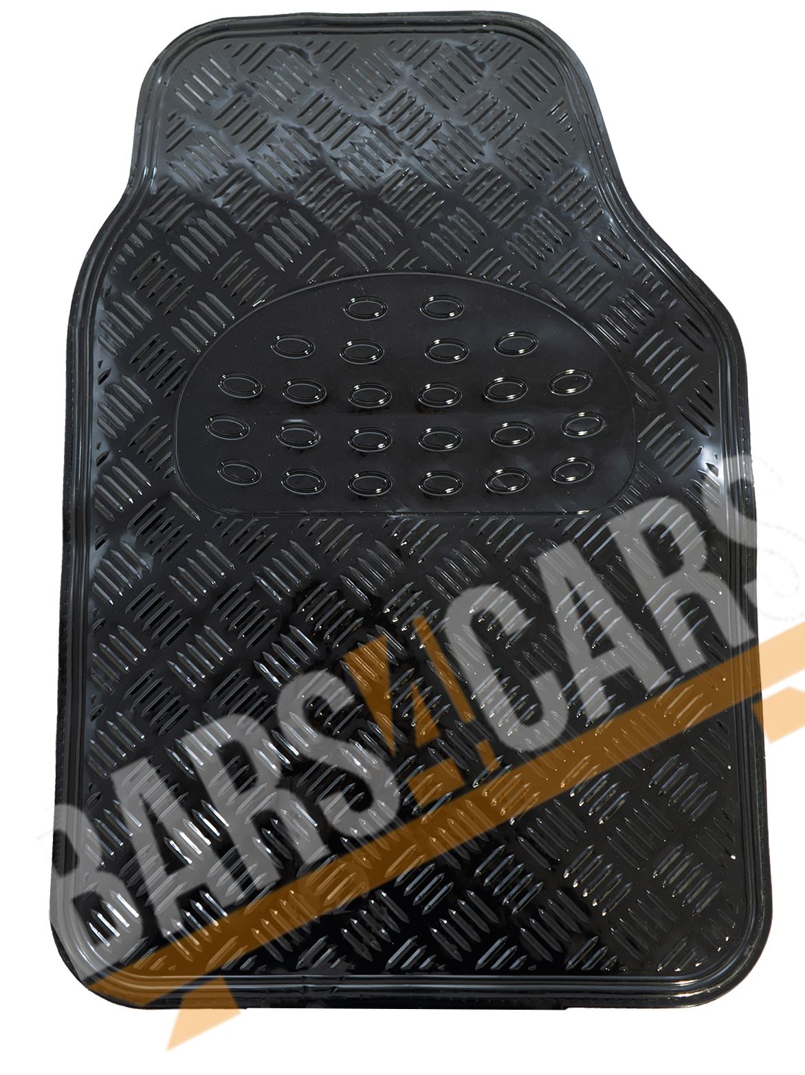 Black Checker Style Shiny Car Rubber Floor Mats Set fits Citroen C1 C2