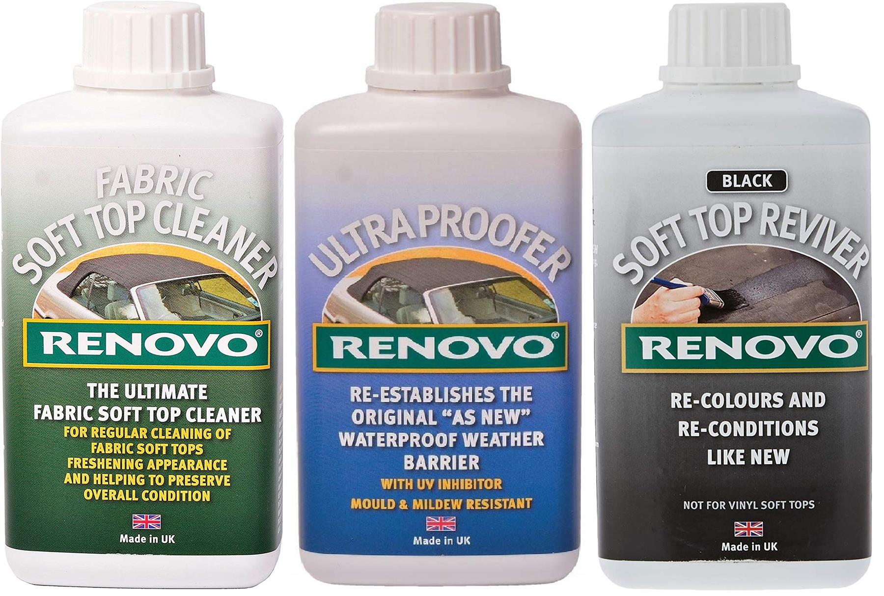 Renovo Black Restore Kit Soft Top Canvas Cleaner & Reviver & Ultra