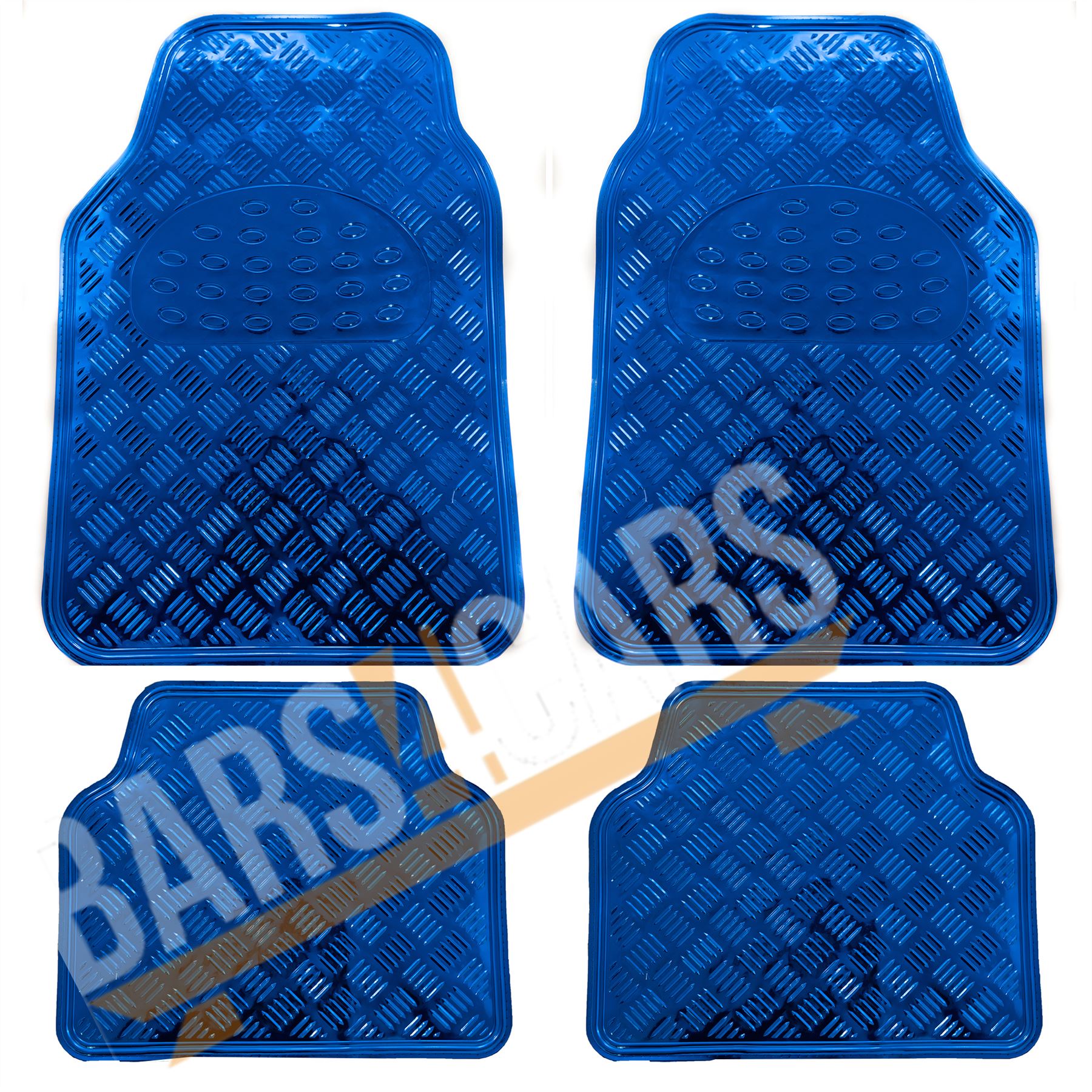Blue Checker Style Shiny Car Rubber Floor Mats Set fits Citroen C1 C2