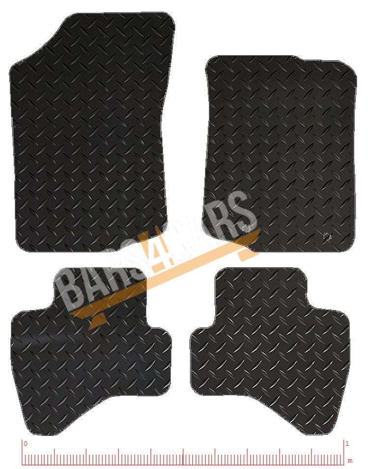 Red Trim Tailored Rubber Car Mats for Peugeot 108 Set of 4 With 2 Clips