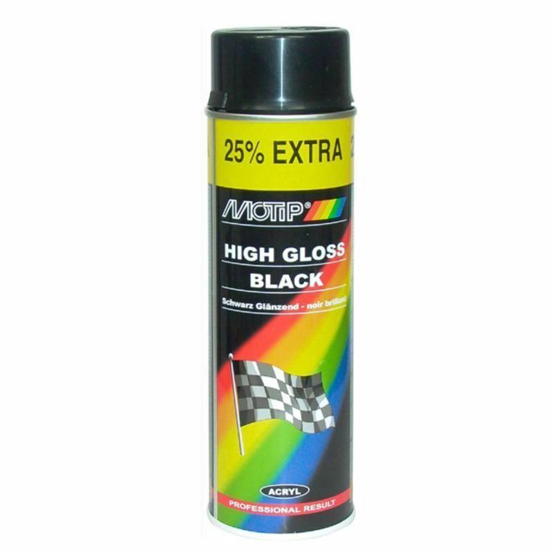 2 x Motip Gloss Black Car Spray Paint Lacquer Metal Wood Plastic Strong