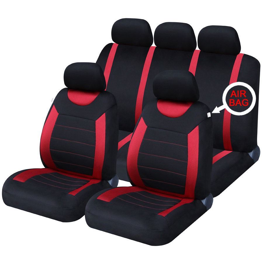 UKB4C Red Full Set Front & Rear Car Seat Covers for Fiat 500