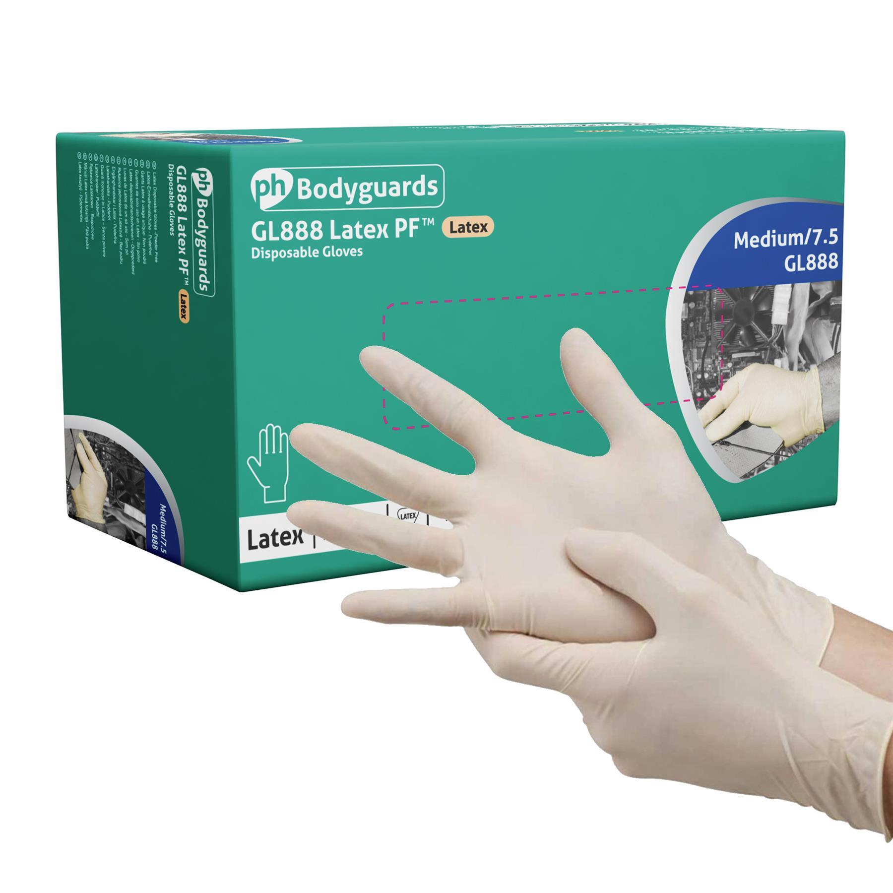 Bodyguards Powdered White Latex Disposable Gloves Box of 100 eBay