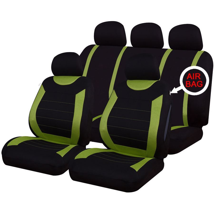 UKB4C Green Full Set Front & Rear Car Seat Covers for Fiat Panda 04On