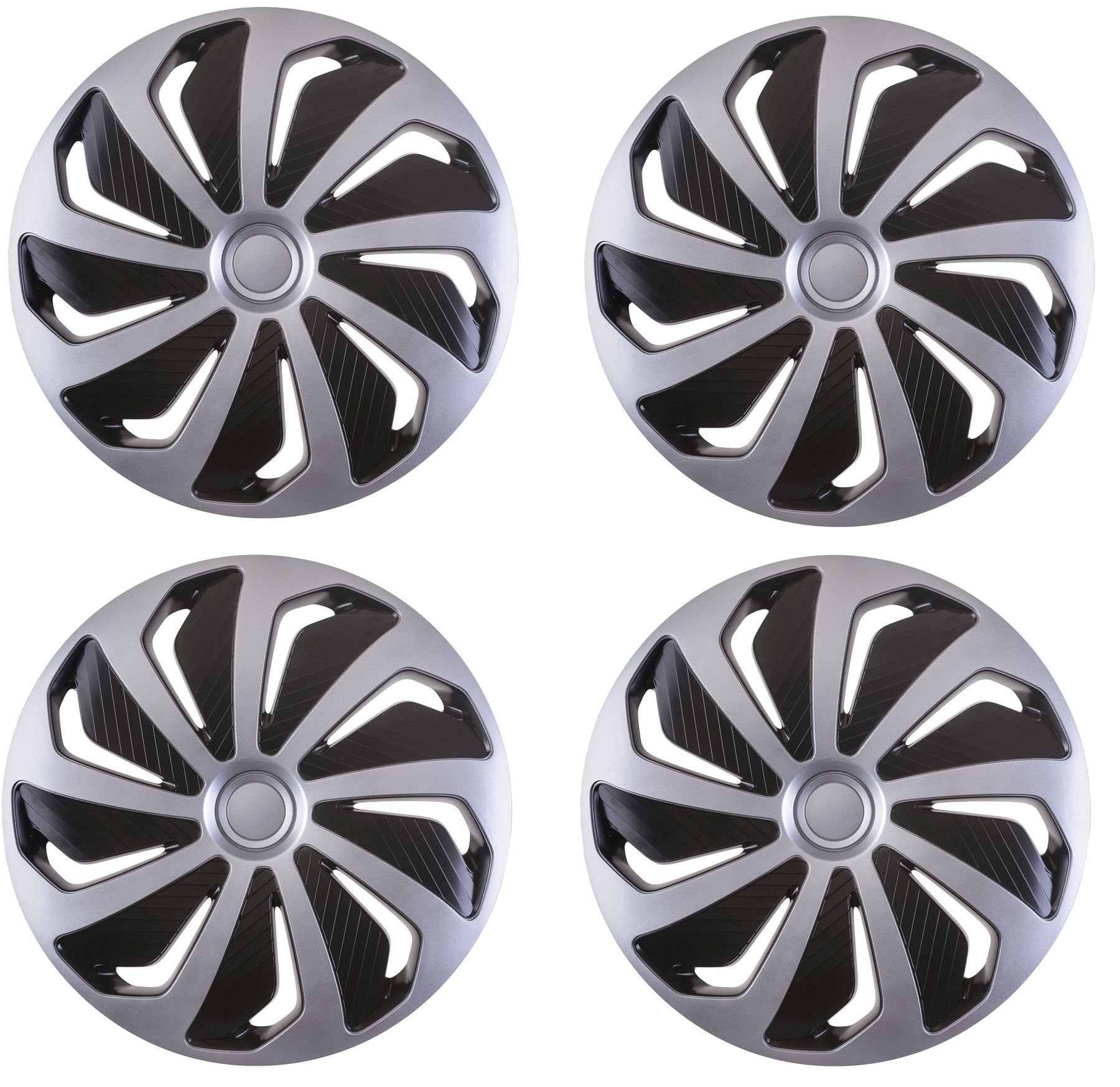 UKB4C 4x Wheel Trims Hub Caps 15 Covers fits Renault Clio Megane Twingo in Silver /& Black Alloy Look