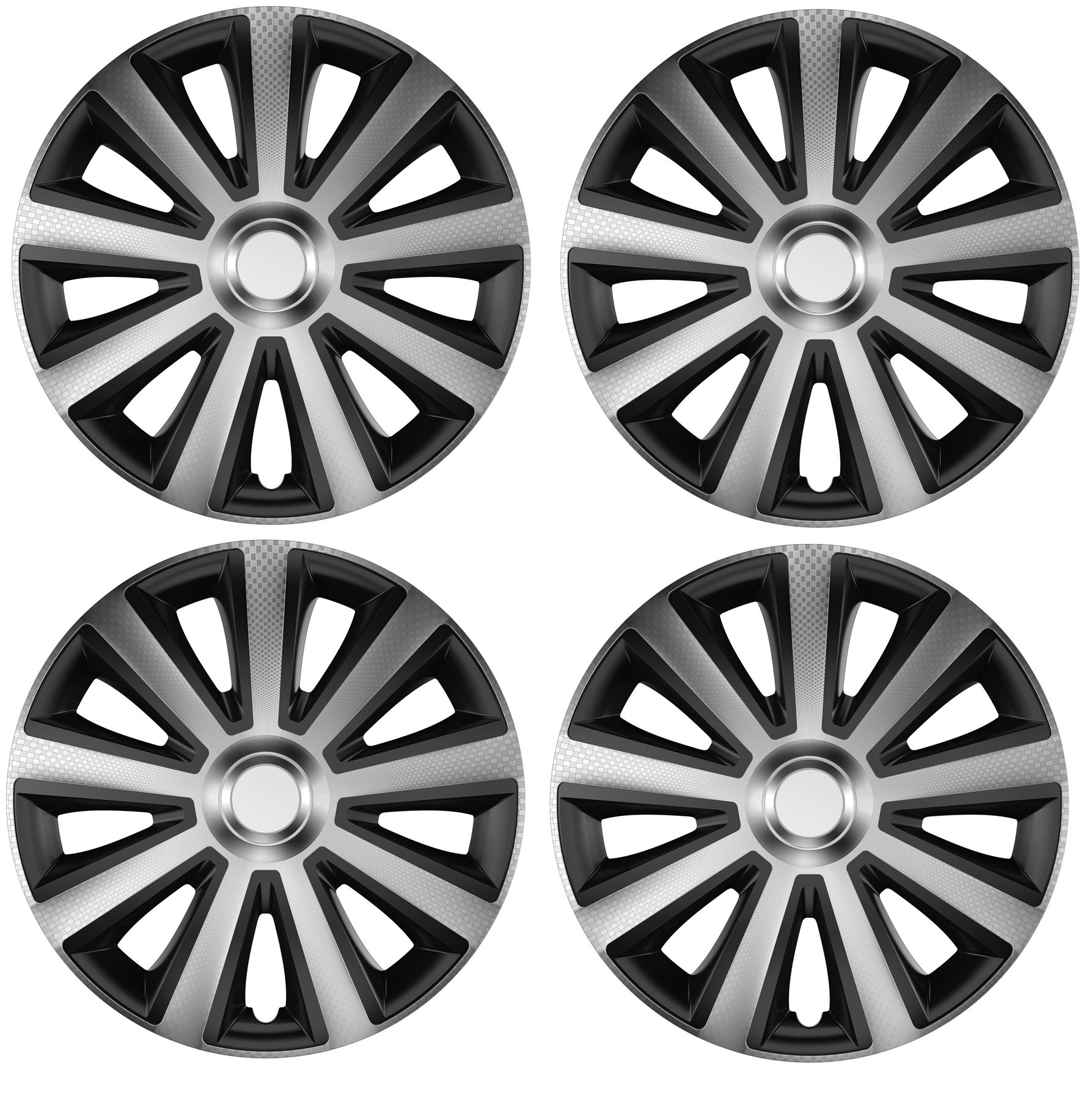 UKB4C 4x Wheel Trims Hub Caps 15 Covers fits Renault Clio Megane Twingo in Silver /& Black Alloy Look