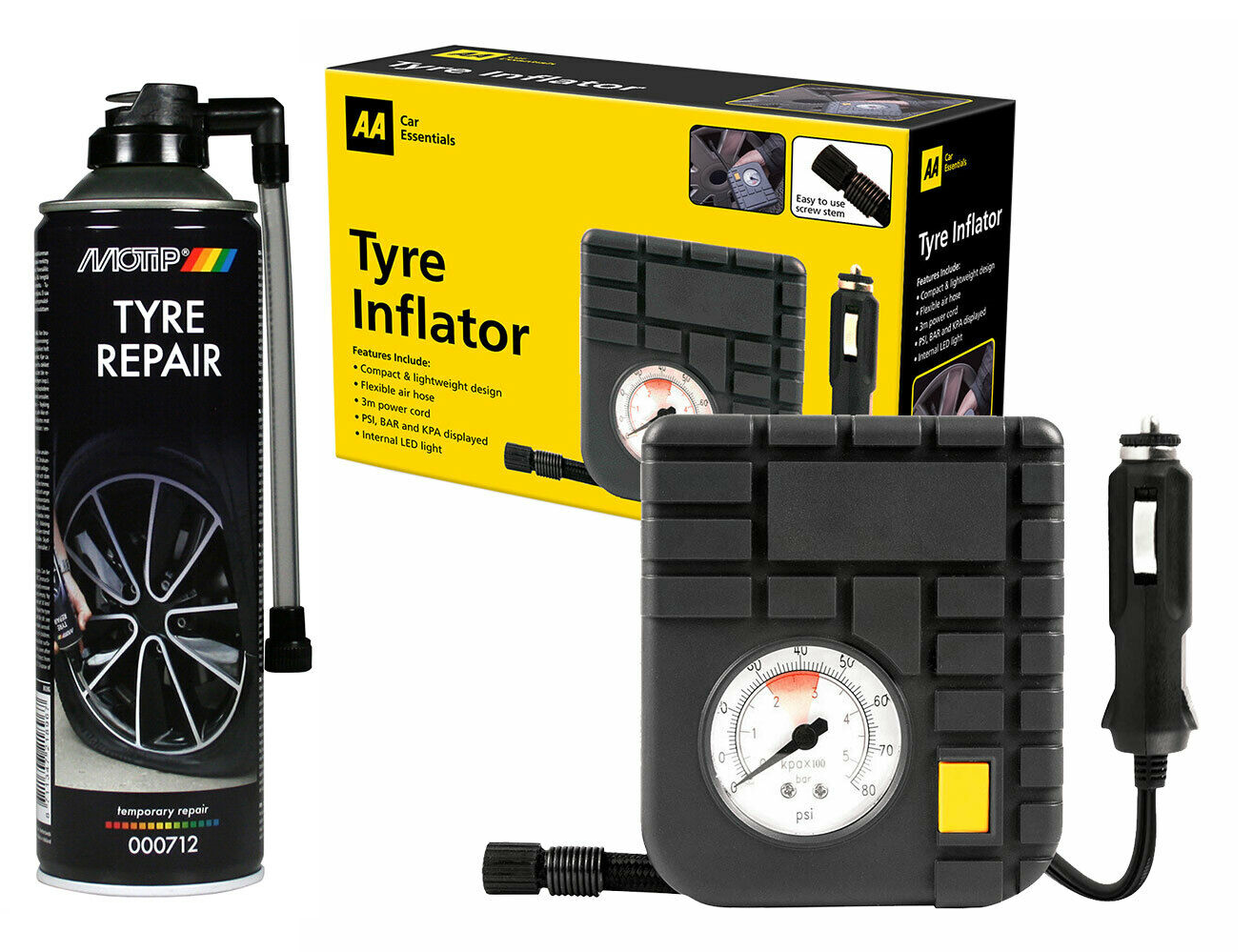 Emergency Air Compressor Pump and Tyre Puncture Repair Sealant Weld Kit