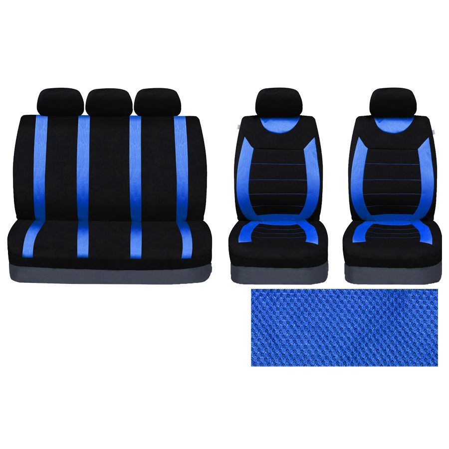 Blue Full Set Front & Rear Car Seat Covers for VW Volkswagen Golf All