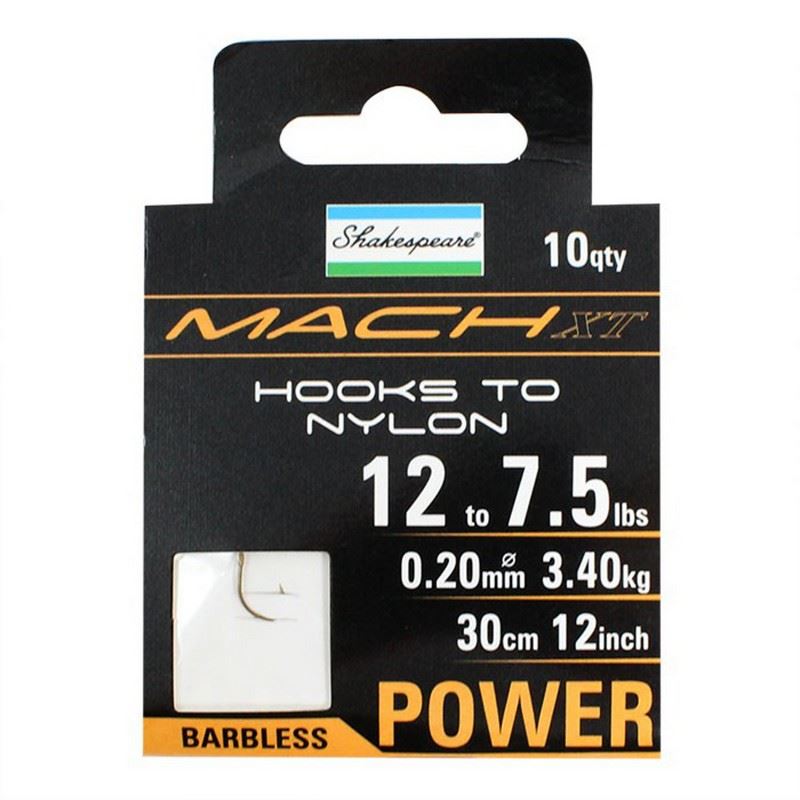 BARBLESS HOOKS TO NYLON WITH HAIR SIZE 14 SHAKESPEARE MACH XT COARSE FISHING