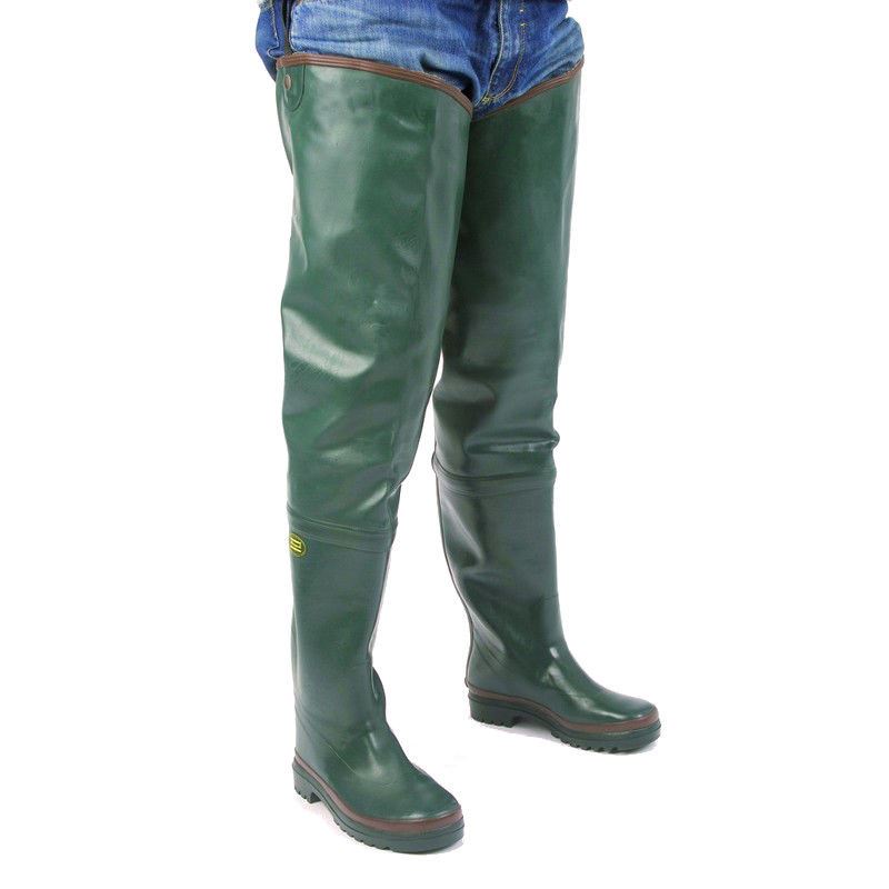 black rubber hip boots