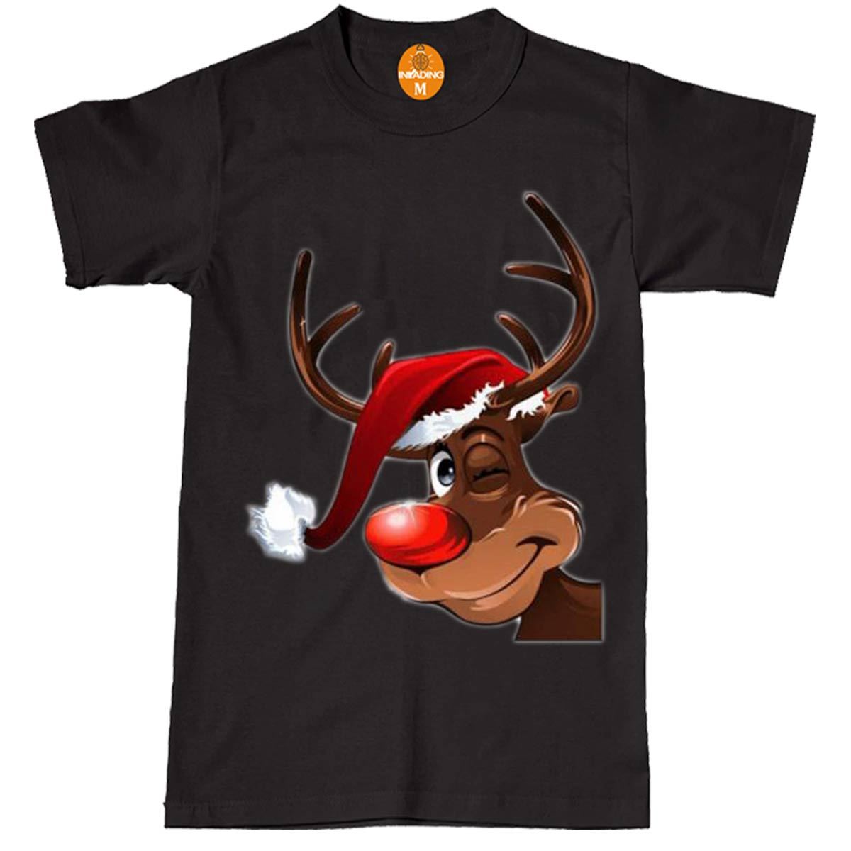 Womens Ladies Novelty Christmas Present Reindeer Red Nose Vintage T Shirt Top