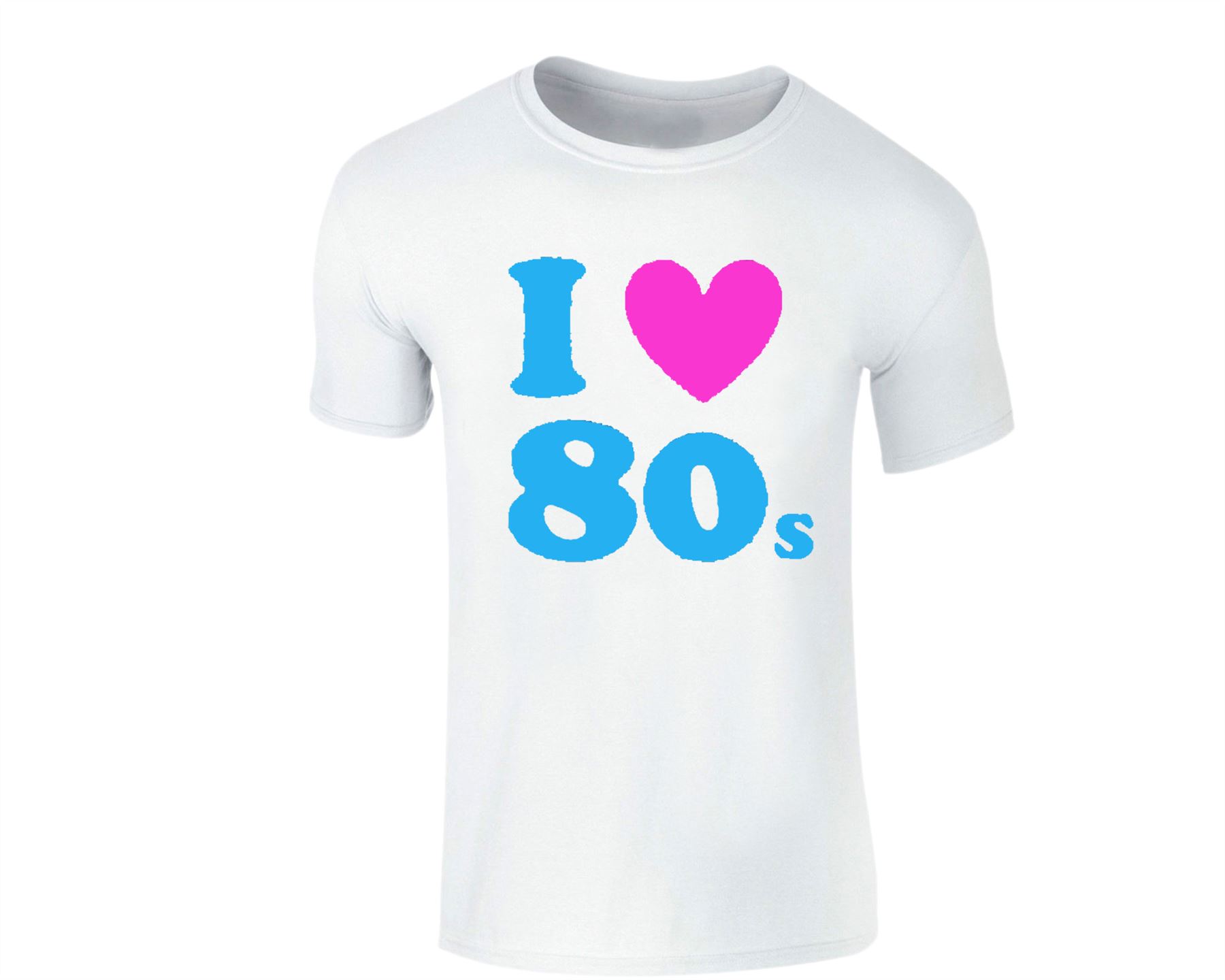 80/'s, T SHIRT I Love Heart 80s The 80/'s Retro unisex Pop Fancy Dress Costume