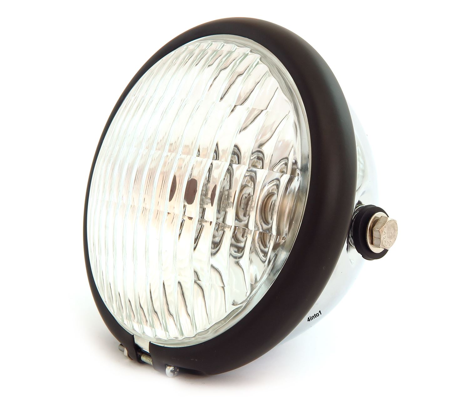 5.75" Side Mount Halogen Motorcycle Headlight Chrome Matte Black