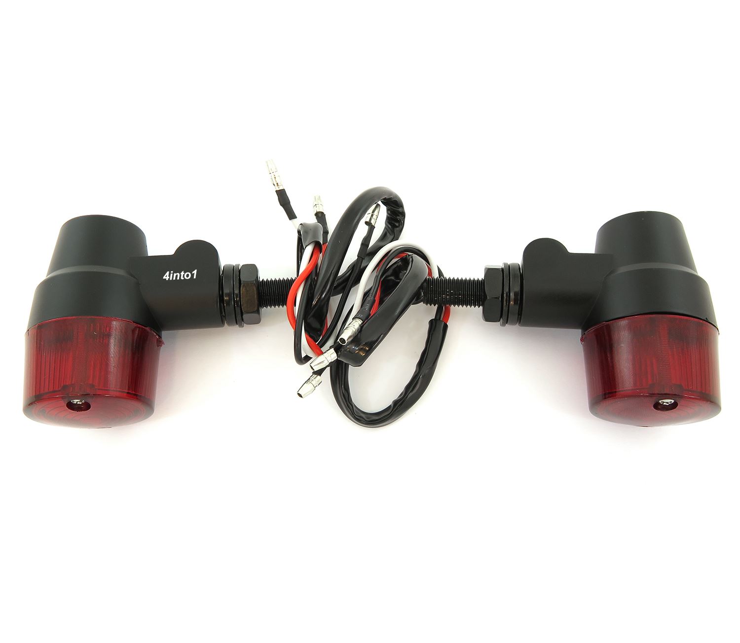 Universal Black Aluminum Motorcycle Turn Signals Red Lens Dual