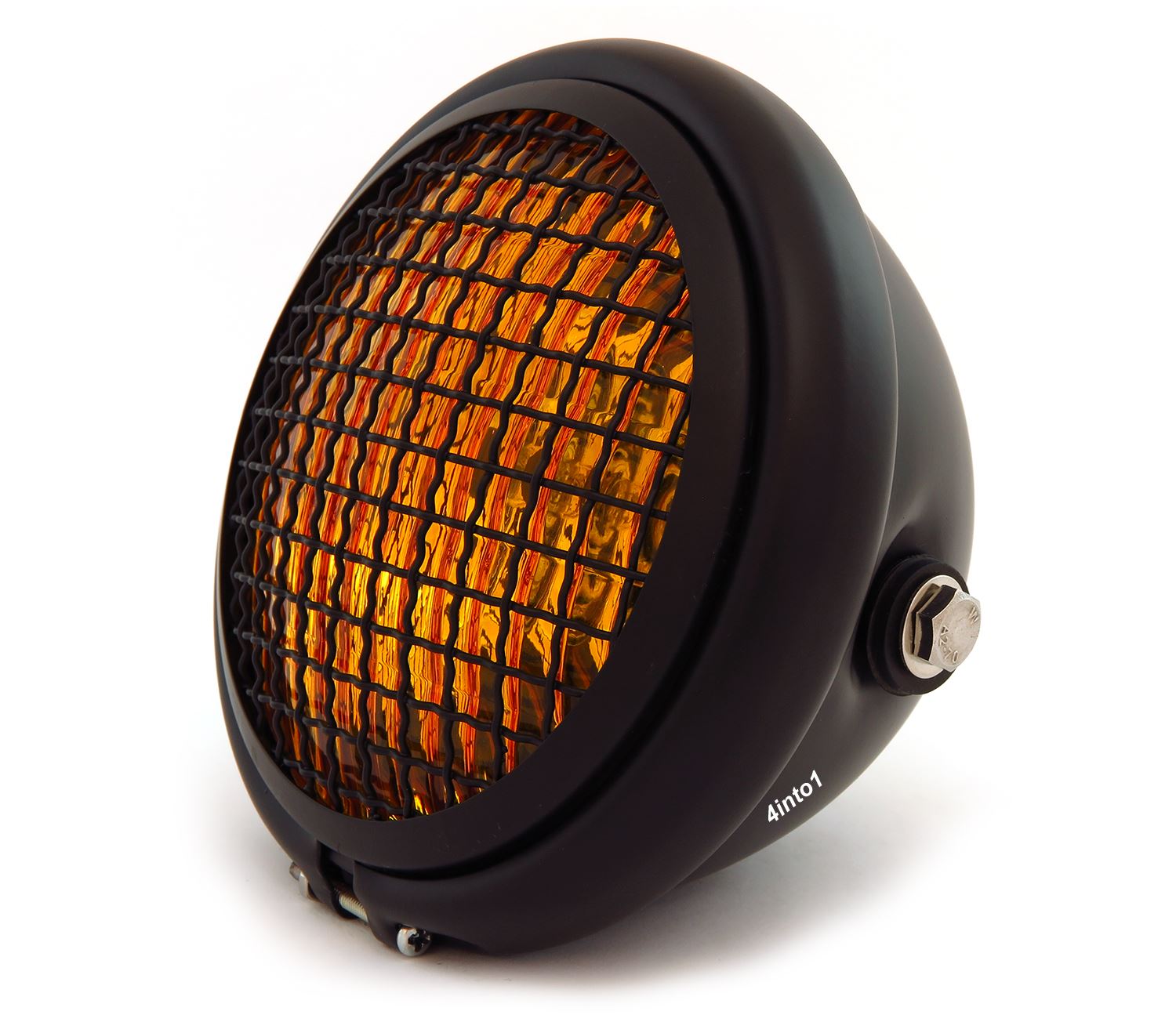 Bronze Amber Black 5.75 Custom Halogen Motorcycle Bottom Mount Headlight Spotlight w//Grill
