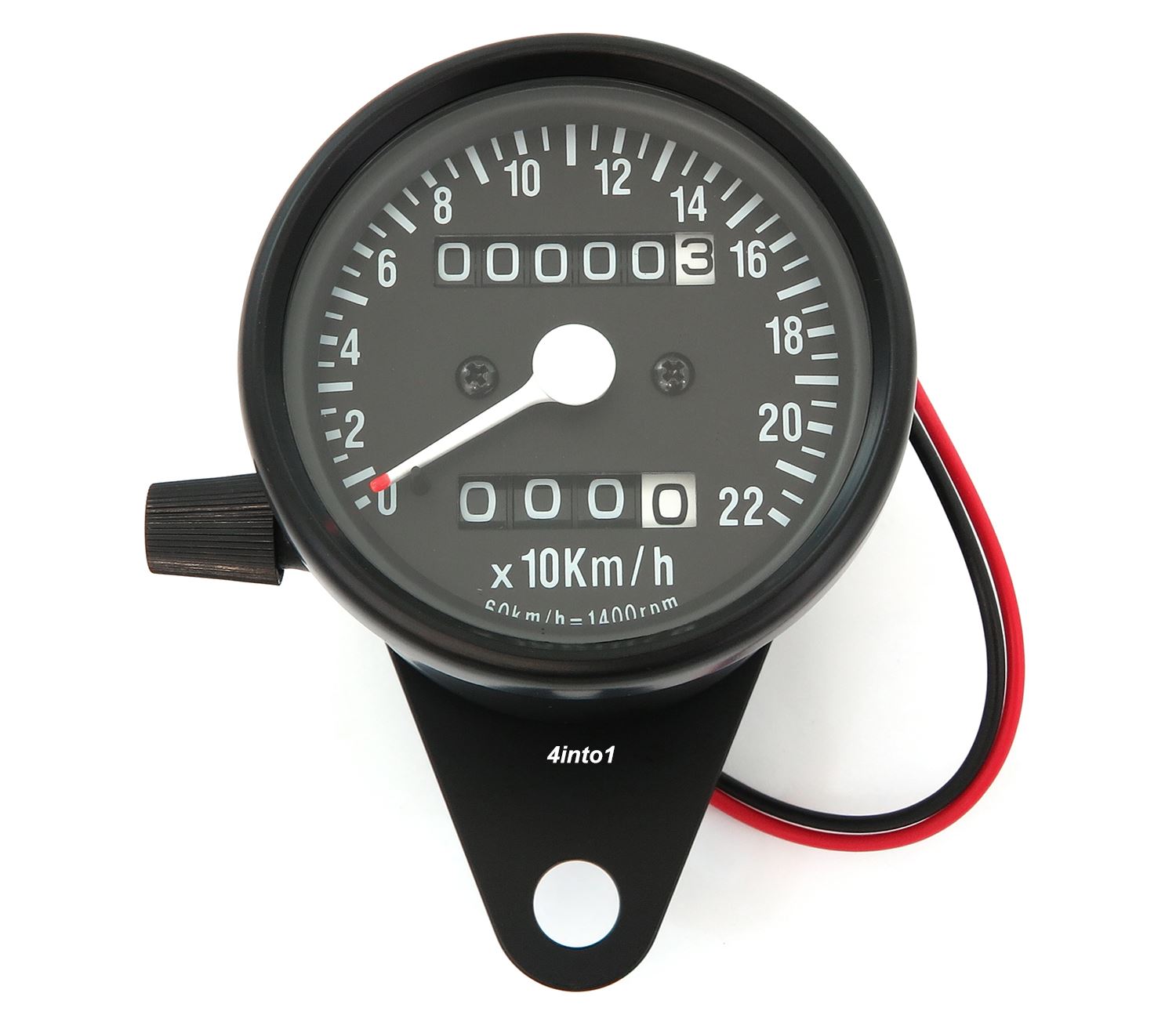Motorcycle Mini Speedometer w/ Trip Meter 224060 Black