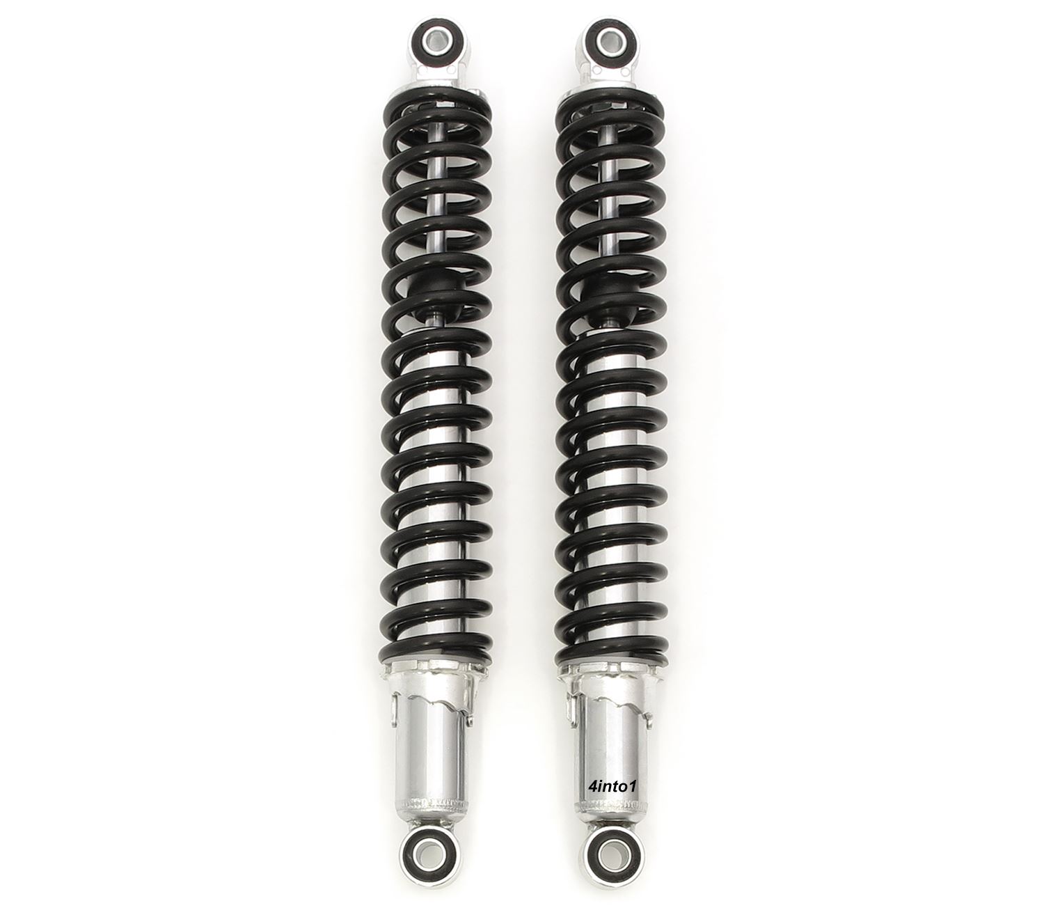 Chrome Motorcycle Rear Shocks w/ Black Springs 395mm 15 1/2