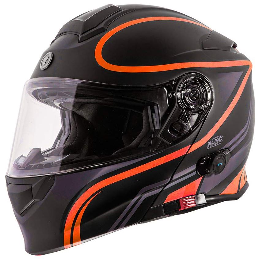 Orange motorcycle helmet with bluetooth Clearance