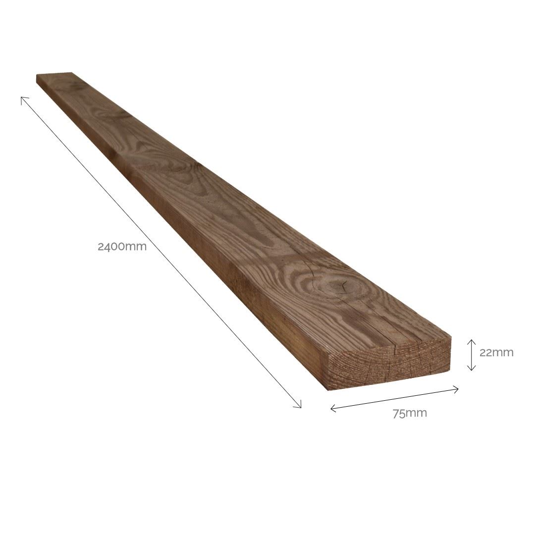 Treated Reject 3x1 Timber 22mm x 75mm x 2400mm Outdoor Garden Timber Fencing