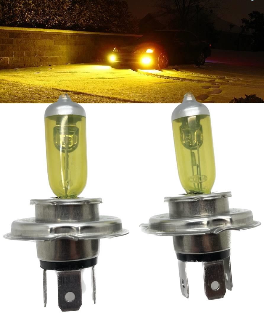 H4 472 Euro golden yellow 3000K halogen headlight light bulbs 60/55W snow fog - Picture 9 of 12
