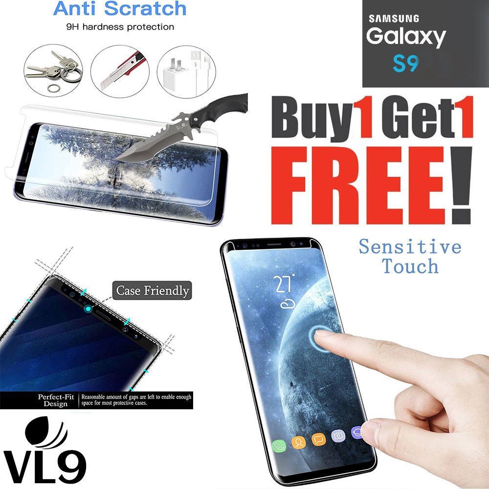 100/% Genuine Tempered Glass LCD Screen Protector For Samsung Galaxy S9 Black