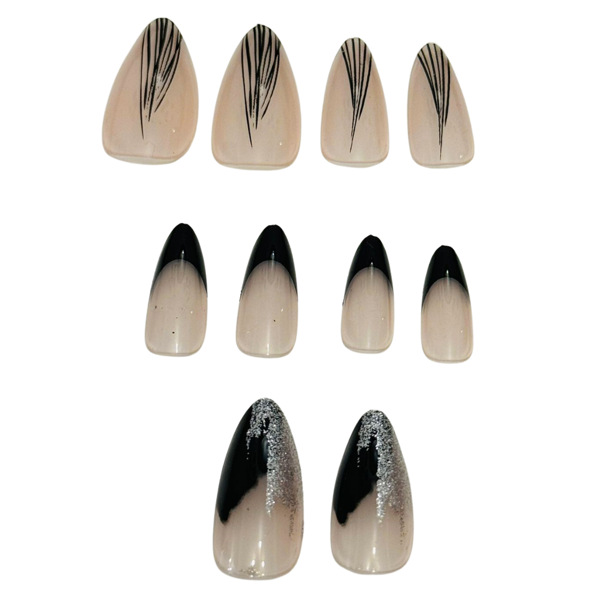 10 pcs False Nails Long Acrylic French Tip Reusable Artificial Nails & Glue - Picture 32 of 44