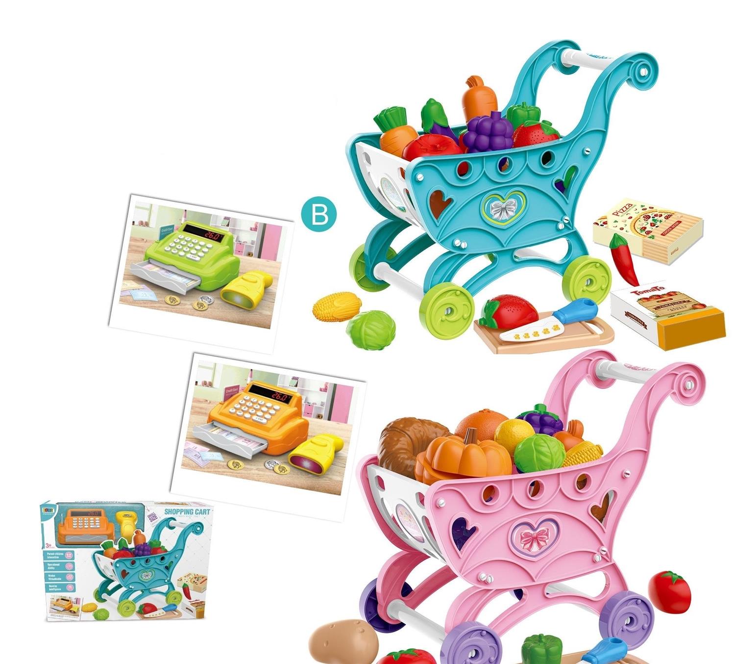 CHILDRENS PRETEND ROLE Play Big Supermarket Shop Toy Set Trolley & Food