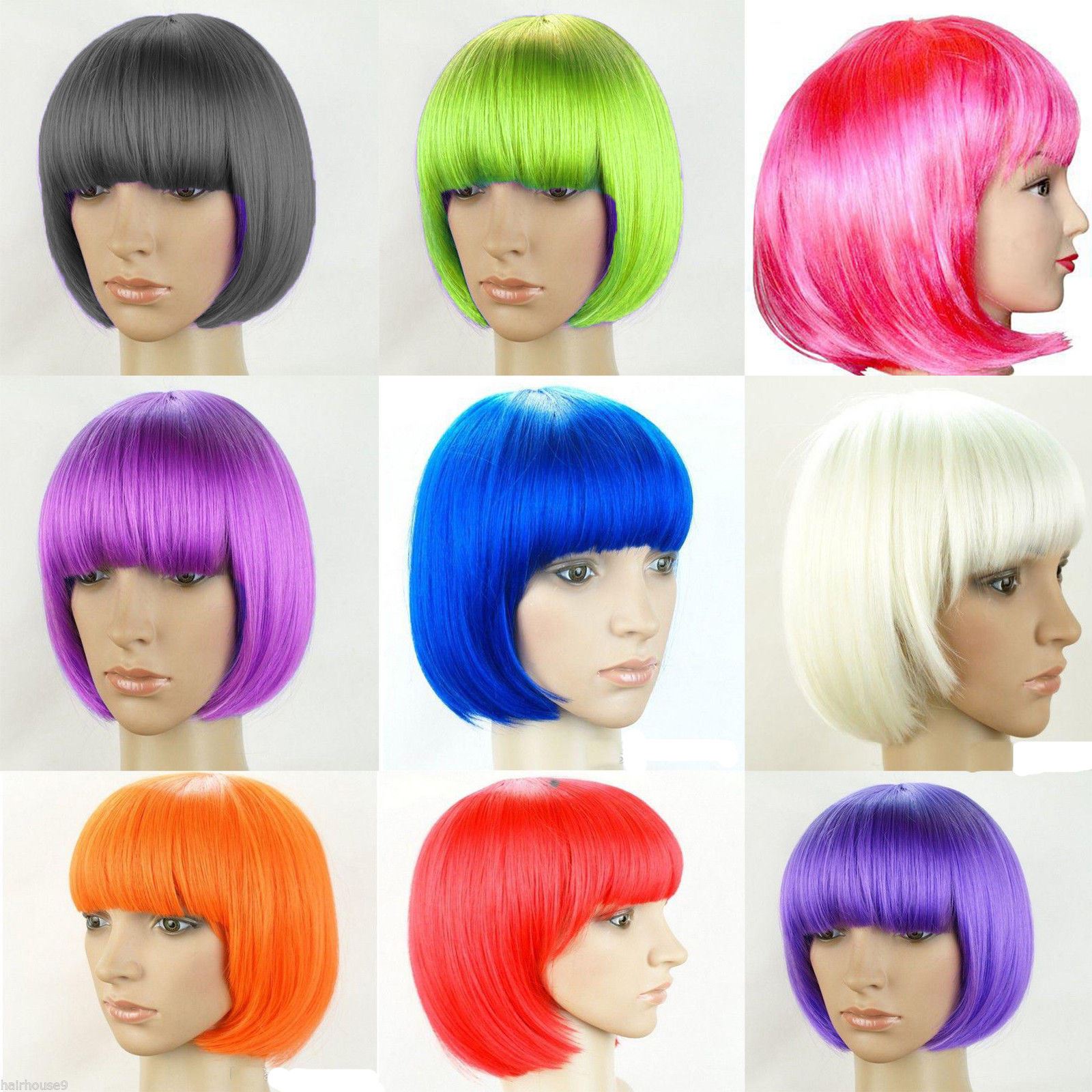 WOMENS LADIES SHORT BOB WIG FANCY DRESS COSPLAY WIGS POP PARTY COSTUME