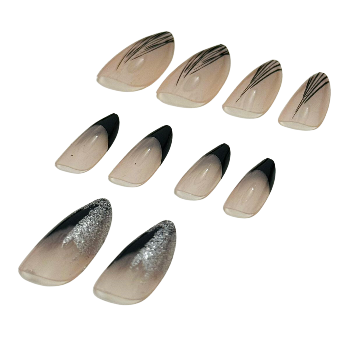 10 pcs False Nails Long Acrylic French Tip Reusable Artificial Nails & Glue - Picture 30 of 44