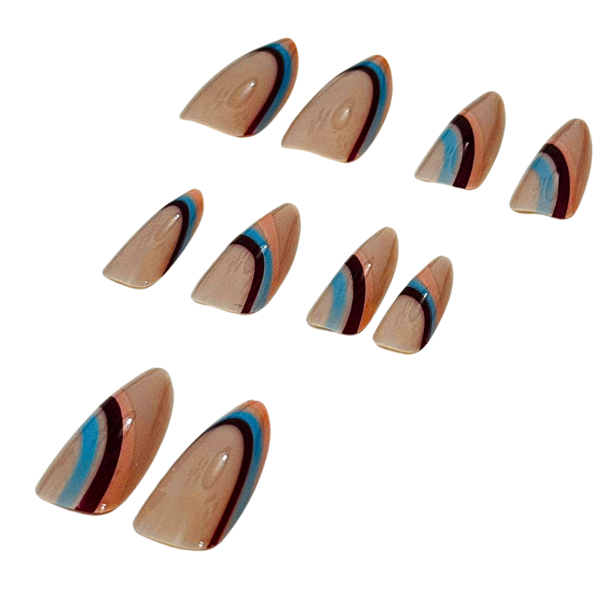 10 pcs False Nails Long Acrylic French Tip Reusable Artificial Nails & Glue - Picture 34 of 44
