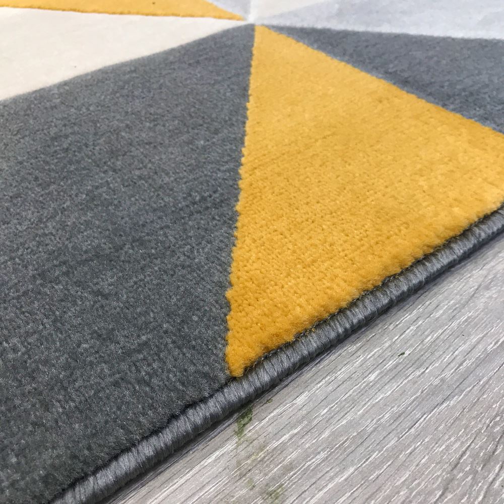 Modern Style Rugs Living Room Cream Grey Mustard Large Geometric Rug