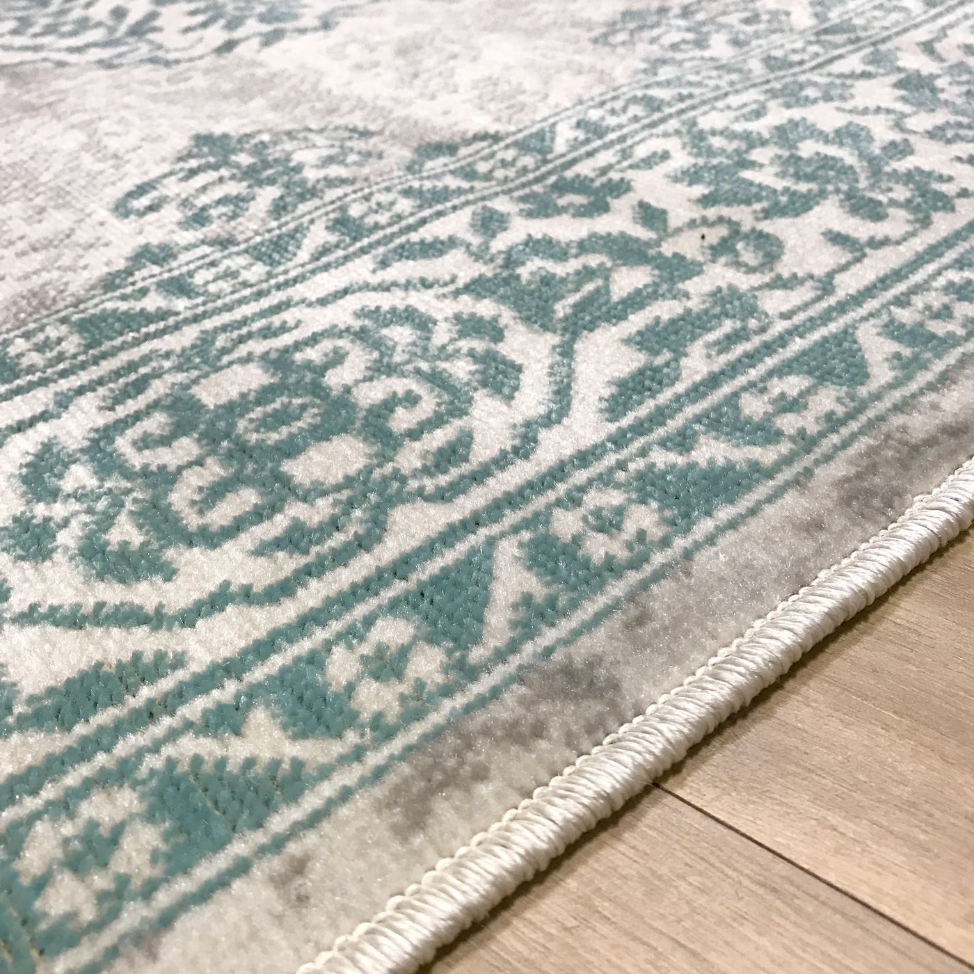 New Royal Traditional Beige Duck Egg Blue Antique Look Home Floor Rug