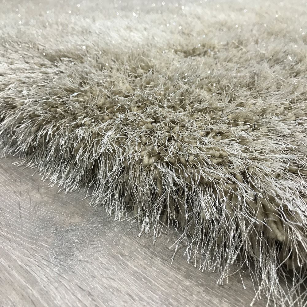 Super Sparkle Silver Grey & Beige Natural Tones 8cm Shaggy Pile Rug