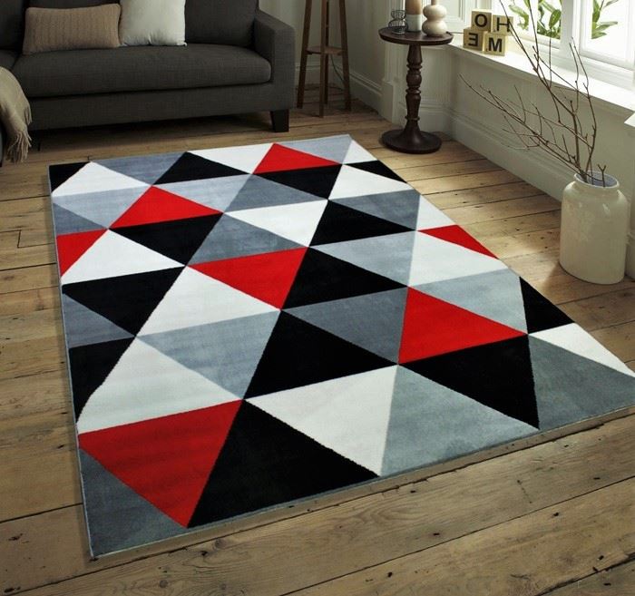 Diamond Multi Black Red Grey Modern Designer Soft Quality Large Rugs 2 Sizes eBay