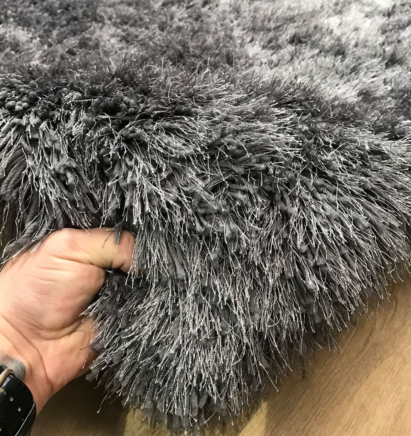 RRP £249.99+ 9cm Super Plush Mink Beige & Silver Grey Thick Shaggy Pile