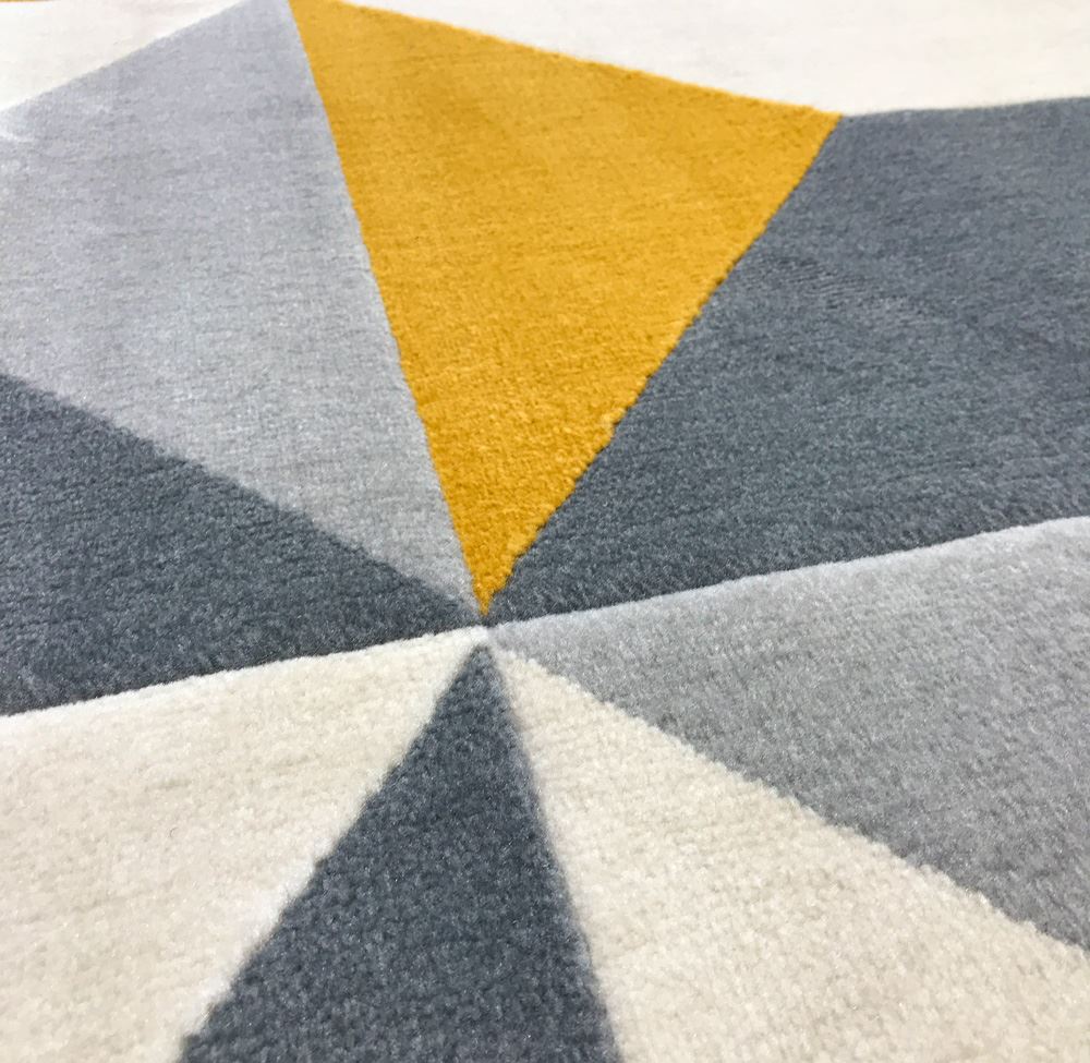 Modern Style Rugs Living Room Cream Grey Mustard Large Geometric Rug