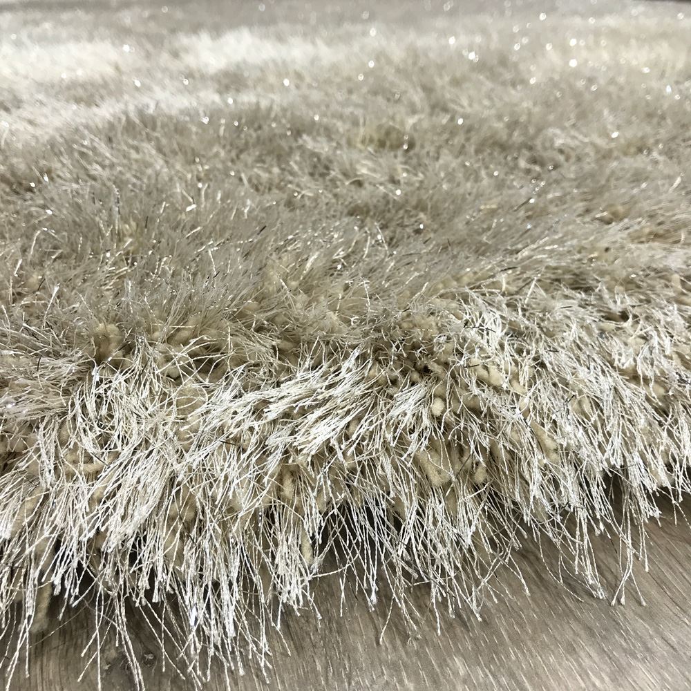 Super Sparkle Silver Grey & Beige Natural Tones 8cm Shaggy Pile Rug