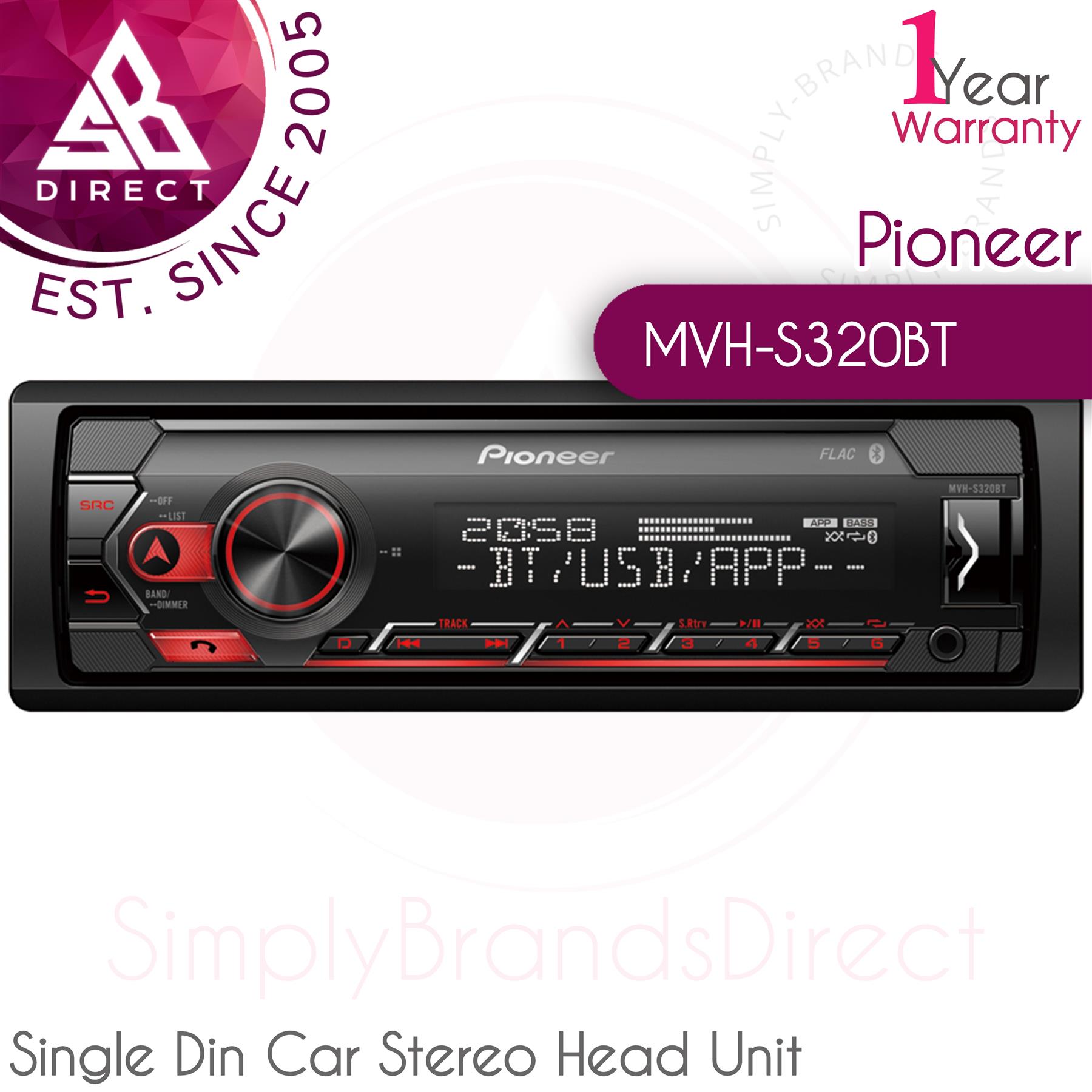 Pioneer MVH-S320BT 1-DIN Car Stereo Media Receiver│Bluetooth│USB│AUX│Android