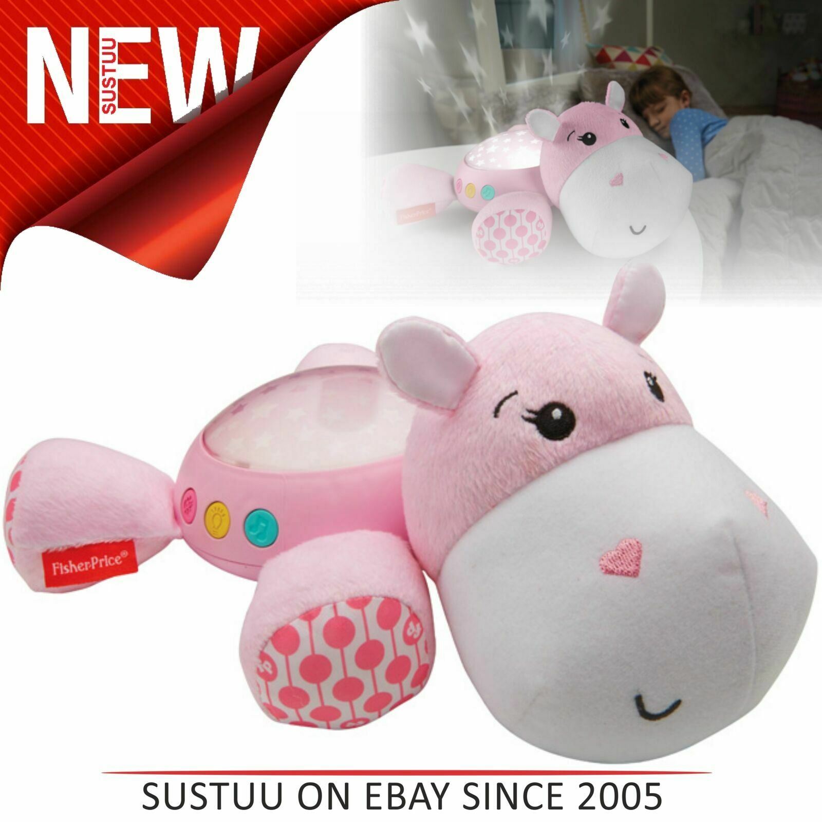 FISHER-PRICE HIPPO PROJECTION SOOTHER-PINK-FAST /& FREE DISPATCH