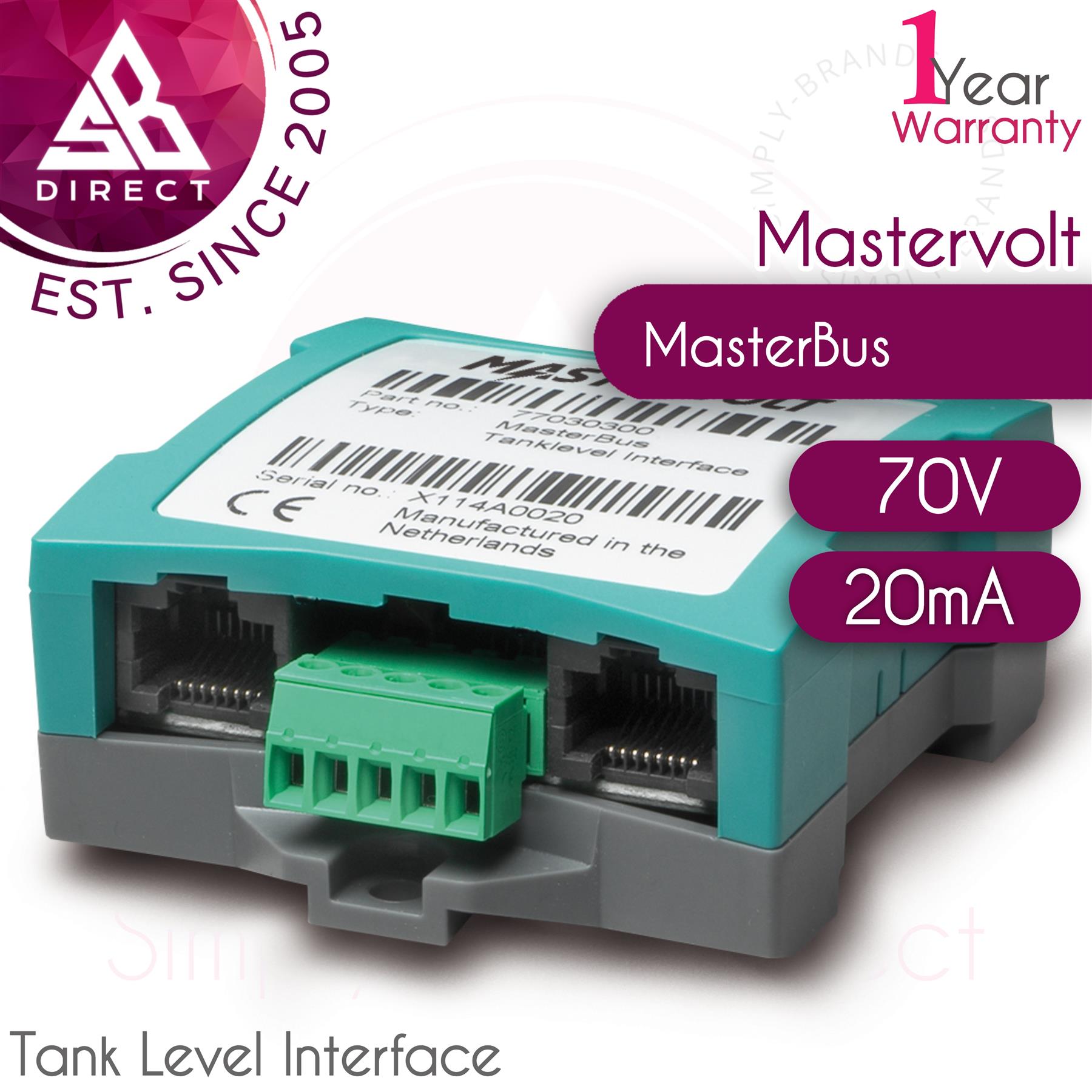 Mastervolt MasterBus Tank Level Interface│With Cable│70V│20mA│300Ω│IP21│77030300