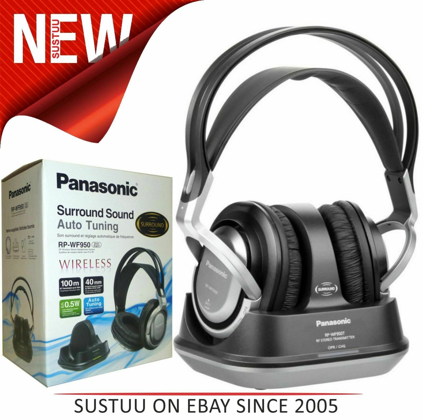Panasonic RPWF950EBS│Wireless│Cordless│Over Ear Headphones│Charging
