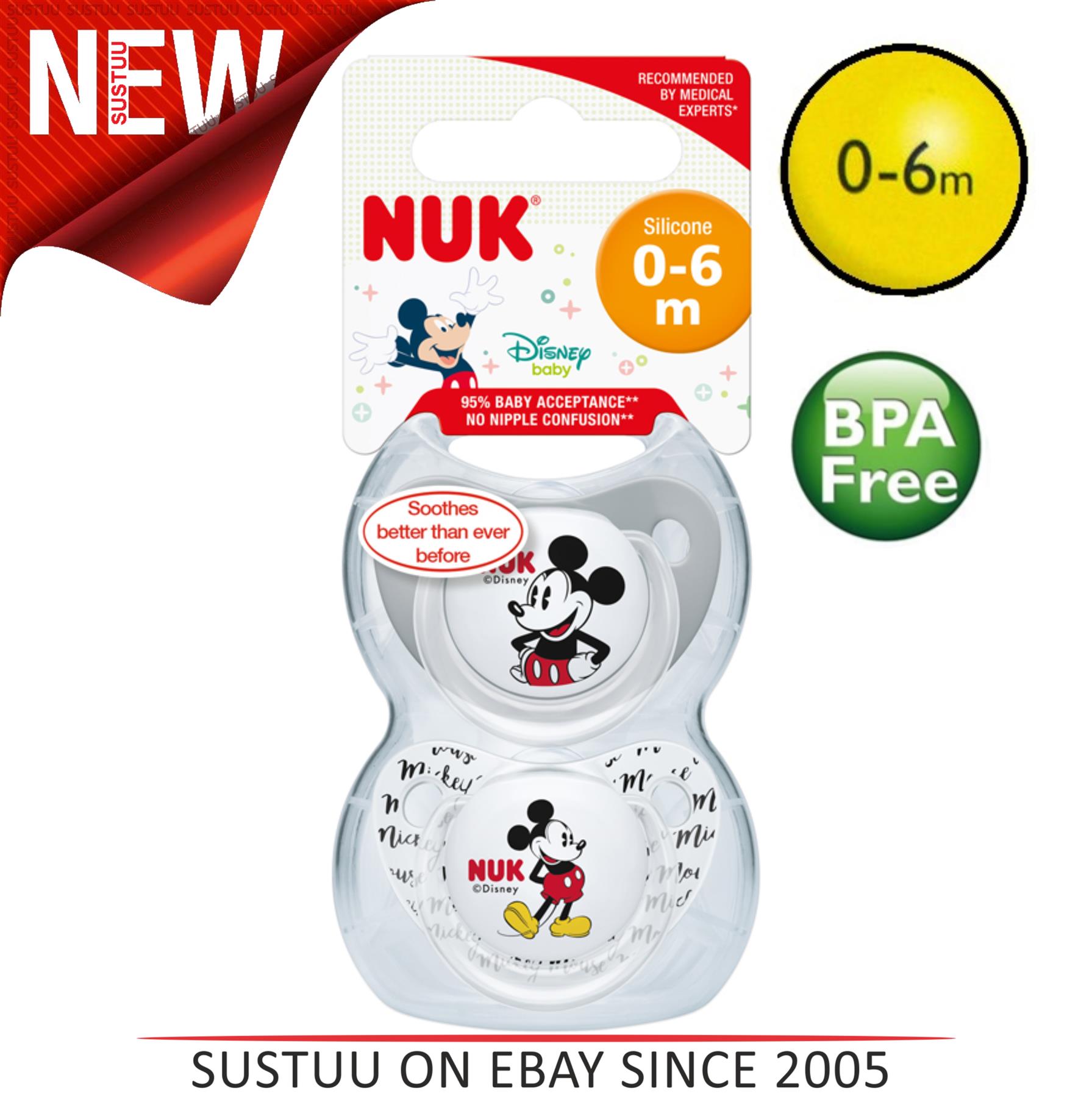 NUK Disney Baby Minnie Mouse Orthodontic Pacifier 0-6 Months BPA FREE DUMMIES