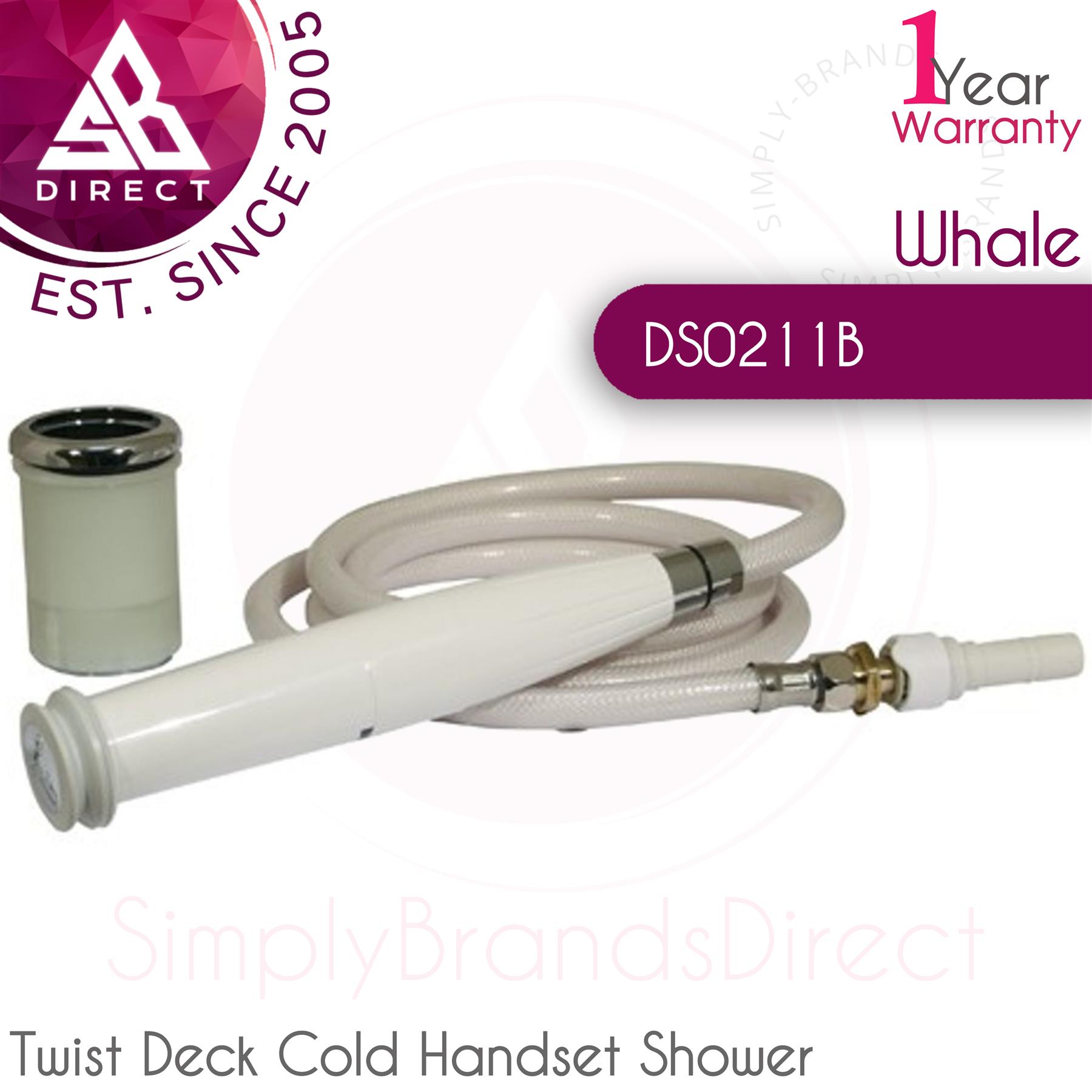 Whale DS0211B Twist Deck Cold Handset Shower│UV Resistant│Grey│For Marine Boats